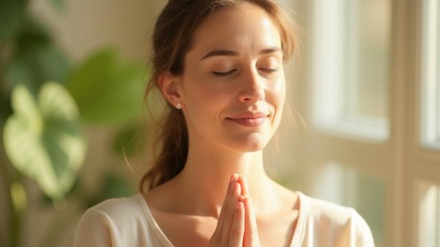 Woman practicing mindfulness in a serene setting