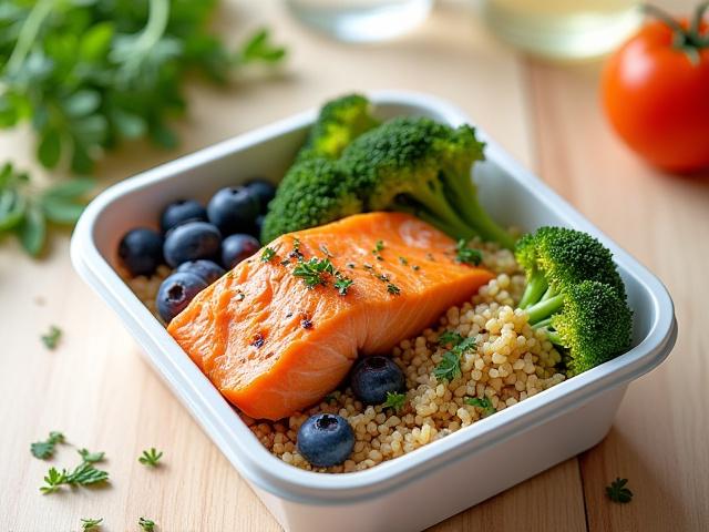 Healthy meal prep and fresh ingredients on a kitchen counter